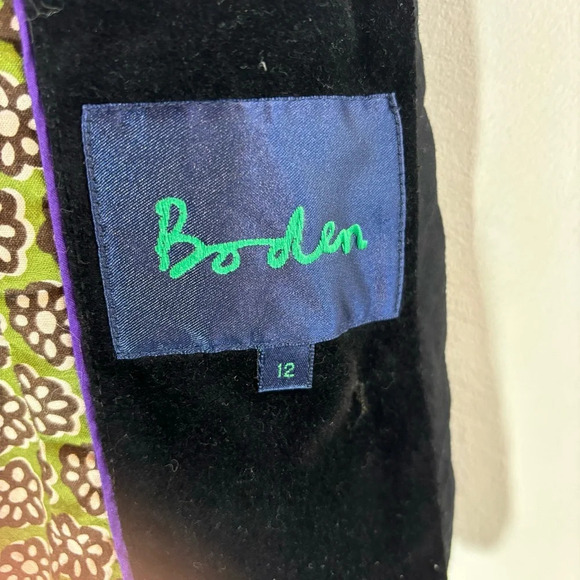 BODEN UK Sz 12 (US 8 equivalent) Velvet Blazer With Contrasting Trim Pockets - Picture 7 of 9